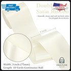 Huihuang 3 Inch Double Faced Satin Ribbon Antique White 10 Yard Roll