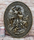 Art Nouveau Roman Girls Baby Decor Bas Relief Bronze Sculpture Figure Statue
