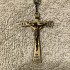 Vintage Religious Sterling Silver Crucifix Rosary Clear Beads
