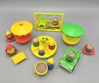 Vtg Fisher Price Little People Figures Swingset  Merry Go Round  Tables   Chairs