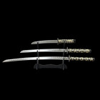 3 Piece Samurai Sword Set Katana Wakizashi Tanto Orange Finish Unsharpened Blade