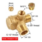 Besnpt 3-port Brass Air Compressor Check Valve M10 1 X M10 g3 8  g1 2  Gold