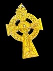 Vtg Rosary Celtic Cross Irish Emerald Green Glass Clover Beads Christian