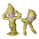 Vintage Mcm Gilner Elf Pixie Playful Boys Set Of 2 Chartreuse