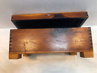 Antique Vintage Dovetail Wooden Brass Box - Ship Trinket Jewelry Cigar Footed