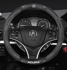 38cm 15  Steering Wheel Cover Faux Leather For Acura Carbon Fiber   Black