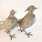 Vtg Italian Silver Plate Pheasant Figurines Pair     Male   Female  11 5    Long