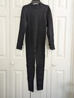 Black Bodycon Ribbed Zip Up Jumpsuit Romper  Size L 