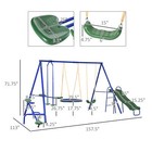 Outsunny Metal Swing Set For Kids With Double Swings Slide Seesaw Glider