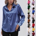 Women Solid Shirt Ladies Casual Loose Button-up Ol Work Blouse Tops Shirts Smlxl