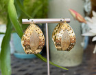 Vintage Style 14k Gold Plated Thick Hoop Earrings - Intricate Filigree   Texture