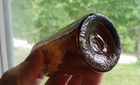 Open Pontil Amber 1850 New England Cylinder Ink Utility Bottle Mold Buffed Lip