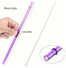 12pcs Reusable Glitter Plastic Straws - With Cleaning Brush  Multiple Colors New