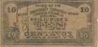 Currency Japan Philippines Emergency 1942 Wwii  Note 10 Ten Centavos Circulated