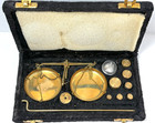 Antique Brass Polished Balance Scale With Velvet Box With Weights Portable New