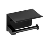 Toilet Paper Holder Shelf Fits Mega Rolls Size Tissue For Bathroom Matte Black