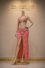Professional Egyptian Belly Dance Bra   Skirt Set Crystal Rhinestone Costume