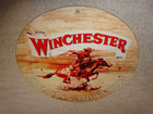 Vintage Winchester Firearms   Ammunition 11 3 4  Porcelain Metal Cowboy Gun Sign