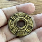 Vintage Antique Old Stock Carved Gilded Wood Pendant Bead