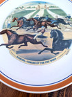 Vtg Currier   Ives Decor Plate Scoring Coming Up horses Cameron Litho 3779 Japan