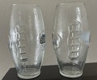 2 Bacardi Football Shaped Drinking Glasses   Bat Rum Logo 20 Oz Barware 7x3 In