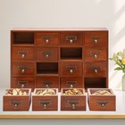 Vintage Library Desk Drawer Organizer - Wooden Storage Box With 16 Drawers Retro