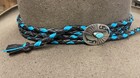 Handmade Chocolate turq Braid Leather Western Hatband Navajo Sterling Turquoise