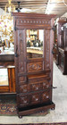 French Antique Oak Renaissance Hall Tree   Carved Coat Rack Stand W  Mirror
