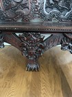 Antique  Chinese Japanese Carved Rosewood Dragon   Phoenix Hall Bench Settee