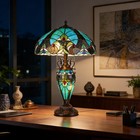 16  tiffany Stained Glass Style Mother Daughter Tablebedside Lamp 3-light Decor