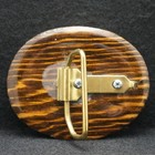 Wf09129 Very Cool Vintage 1970s Unisex Wood   Stone Fashion Artwork Belt Buckle