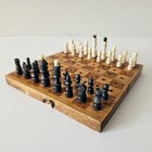Rare Pre-war Blind Soviet Bone Chess Set 30-40s  Wooden Vintage  Antique Travel
