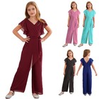 Kids Girls Overalls Chiffon Rompers Wide Leg Jumpsuit Prom Bodysuit Communion