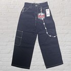 Y2k One Tough Brand Otb Baggy Fit Jeans Size 12 Black Carpenter Chain Skull Logo