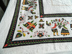 Linen Tablecloth 46  X 48  Pennsylvania Dutch Folk Art Country Cottage Vintage