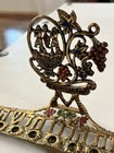 Vintage Judaica Menorah Hanukkah Israel Copper Alloy Biblical Spies Carry Grapes