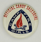 Vintage 70s Camp Fire Girls Official Candy Salesgirl Litho Pinback Button