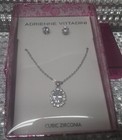 Adrienne Vittadine Jewelry Set Neckalace   Earrings Silver Tone New In Box