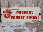 Vintage Smokey Bear Porcelain Sign Old Forest Service Dept Agriculture Park Fire