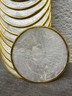 Vintage Chapiz Pearl Shell Coasters Set Of 12 Mcm Gold Tone Trim Round