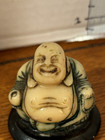 Vintage Japanese Hand Carved  Sitting Buddha Netsuke   Figurine Laughing 2   