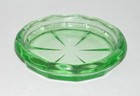 Uranium Glass Green Vintage Depression Era Small Scalloped Coaster Uv Glowy Glas