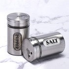 Salt And Pepper Shakers Stainless Steel And Glass Set  silver 