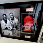 Muhammad Ali   Joe Frazier Dual Signed Autograph Display  Glove    no Coa   Framed
