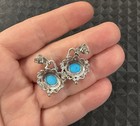 Sterling Silver Turquoise Dangle Earrings Signed Nf