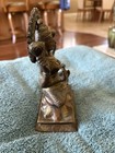 18th Century Indian Bronze Sculpture Hindu Lakshmi Seat Dual Louts Statue Figure