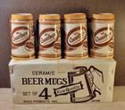 Vtg  50s Schlitz Miller Schaefer Gunther Set Of 4 Ceramic Beer Mugs W  Box 5in  