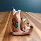 Jemez Pueblo Nm Coyote Howling With Baby Signed Pottery Native American Art 3 