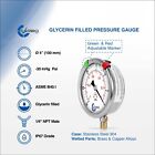 4  Vacuum Gauge  Stainless Steel Case  Liquid Filled  Lower Mnt -30 Hg 0