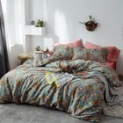 New Anthropologie Blue Orange Boho King Size Bedding Duvet Floral Sham Case Set